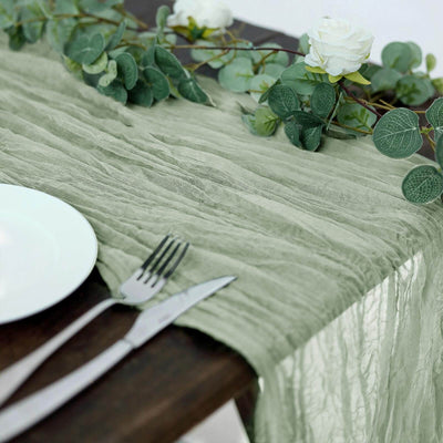 Gauze Cheesecloth Table Runner 10ft Dusty Sage Green - Rustic Boho Table Linen