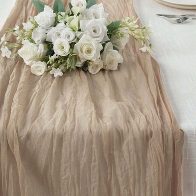 Gauze Cheesecloth Table Runner 10ft Beige - Rustic Boho Table Linen