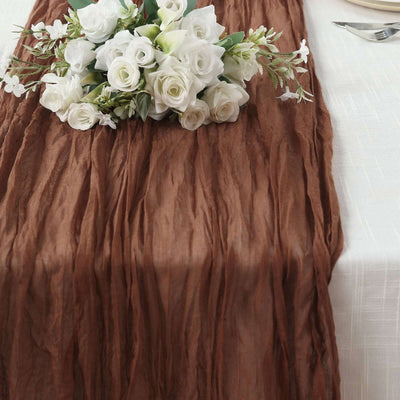 Gauze Cheesecloth Table Runner 10ft Cinnamon Brown - Rustic Boho Table Linen