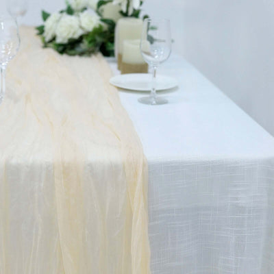 Gauze Cheesecloth Table Runner 10ft Cream - Rustic Boho Table Linen