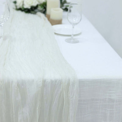 Gauze Cheesecloth Table Runner 10ft Ivory - Rustic Boho Table Linen