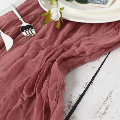 Gauze Cheesecloth Table Runner 10ft Mauve/Cinnamon Rose - Rustic Boho Table Linen