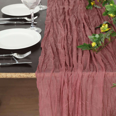 Gauze Cheesecloth Table Runner 10ft Mauve/Cinnamon Rose - Rustic Boho Table Linen