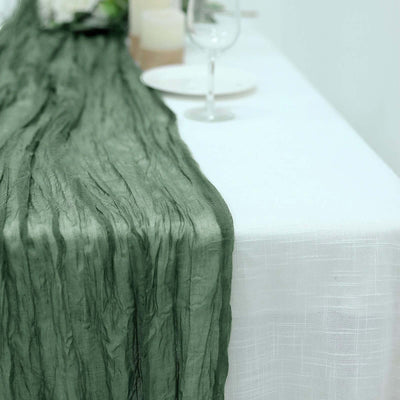 Gauze Cheesecloth Table Runner 10ft Olive Green - Rustic Boho Table Linen