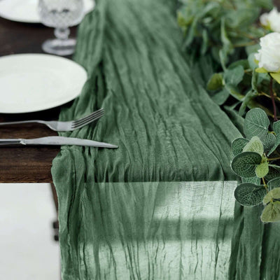 Gauze Cheesecloth Table Runner 10ft Olive Green - Rustic Boho Table Linen