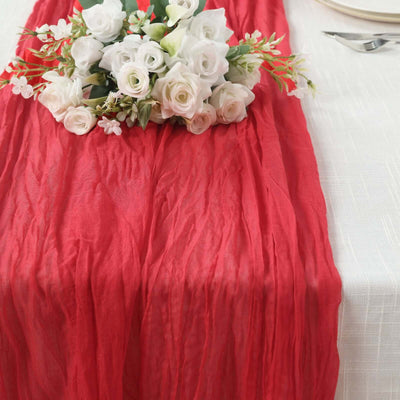 Gauze Cheesecloth Table Runner 10ft Red - Rustic Boho Table Linen