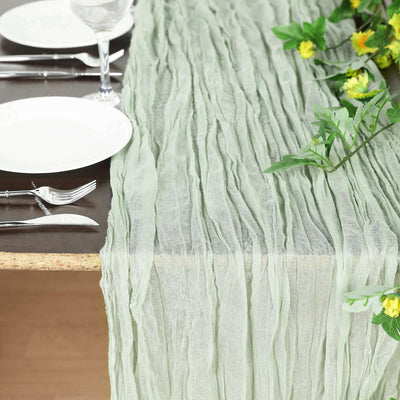 Gauze Cheesecloth Table Runner 10ft Sage Green - Rustic Boho Table Linen