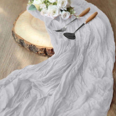 Gauze Cheesecloth Table Runner 10ft Silver - Rustic Boho Table Linen