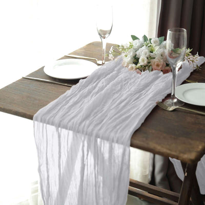 Gauze Cheesecloth Table Runner 10ft Silver - Rustic Boho Table Linen