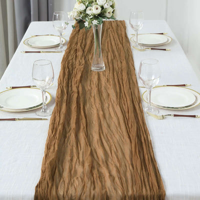 Gauze Cheesecloth Table Runner 10ft Taupe - Rustic Boho Table Linen