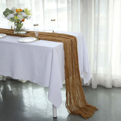 Gauze Cheesecloth Table Runner 10ft Taupe - Rustic Boho Table Linen