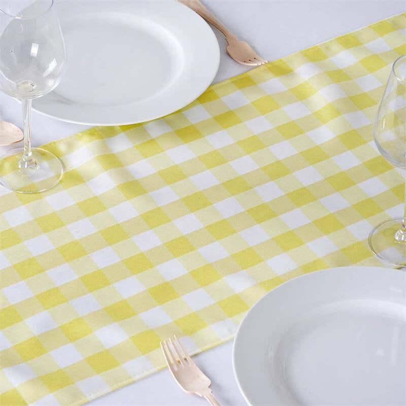 Yellow & White Buffalo Plaid Table Runner | eFavormart.com