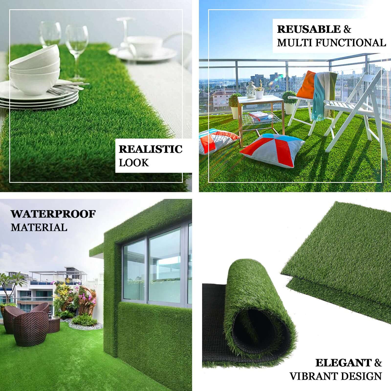 9ft Green Artificial Grass Table Runner