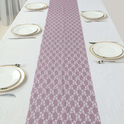 Floral Lace Table Runner 12"x108" Violet Amethyst - Delicate and Ornate Table Decor