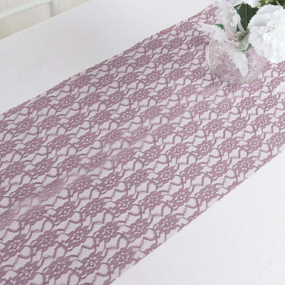 Floral Lace Table Runner 12"x108" Violet Amethyst - Delicate and Ornate Table Decor