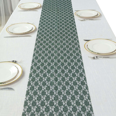 Floral Lace Table Runner 12"x108" Hunter Emerald Green - Delicate and Ornate Table Decor