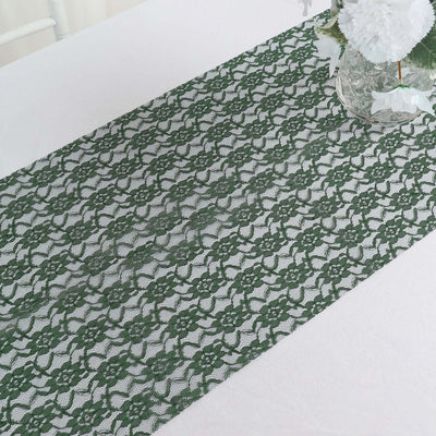 Floral Lace Table Runner 12"x108" Hunter Emerald Green - Delicate and Ornate Table Decor