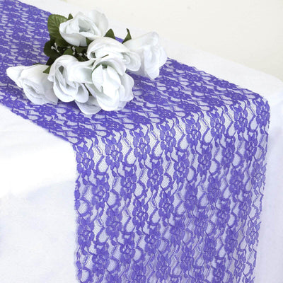 Floral Lace Table Runner 12"x108" Royal Blue - Delicate and Ornate Table Decor for Stylish Gatherings