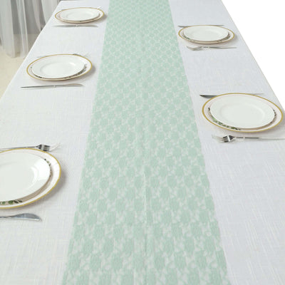 Floral Lace Table Runner 12"x108" Sage Green - Delicate and Ornate Table Decor
