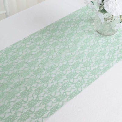 Floral Lace Table Runner 12"x108" Sage Green - Delicate and Ornate Table Decor