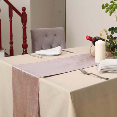 Premium Velvet Table Runner 12"x108" Mauve - Sheen Finish Reusable Linen