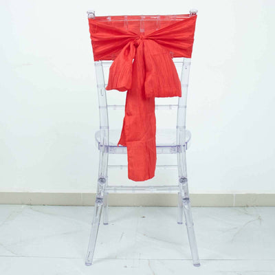 5 Pack Taffeta Chair Sashes 6"x106" Red Accordion Crinkle - Sophisticated Decorative Design
