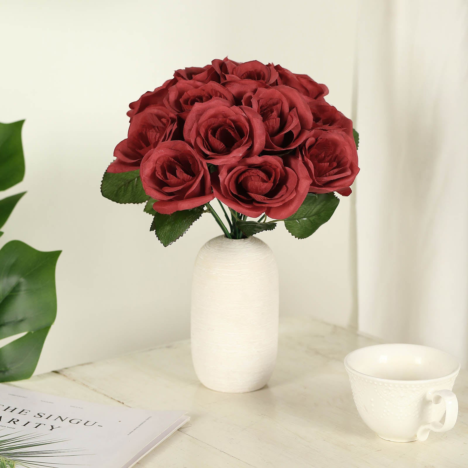 12 Red Velvet-Like Rose Bouquet Bush | eFavormart.com