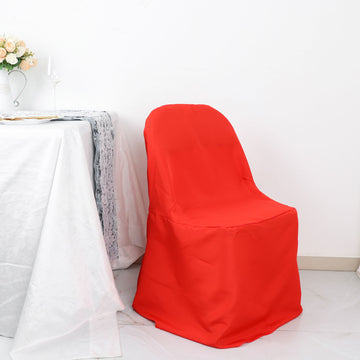 Add Elegance to Your Event with the Red Polyester Folding Chair Cover