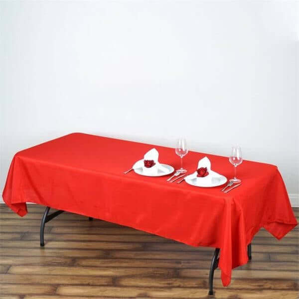 Red Seamless Polyester Rectangular Tablecloth 60x102 In | eFavormart.com