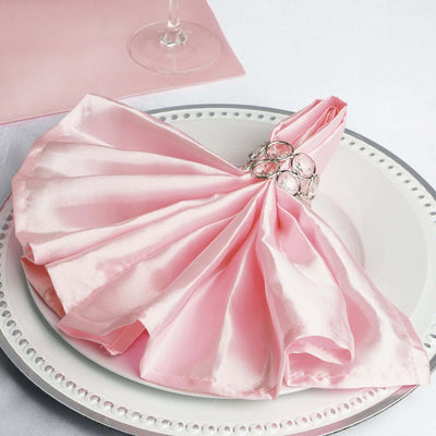 5 Pack Satin Napkins 20"x20" Blush - Soft Reusable Cloth Napkins