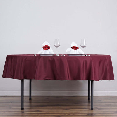 Polyester Round Tablecloth 70" Burgundy - Linen Texture Table Cover