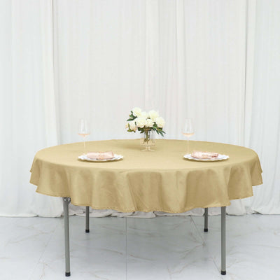 Polyester Round Tablecloth 70" Champagne - Linen Texture Table Cover