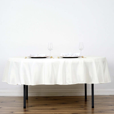 Polyester Round Tablecloth 70" Ivory - Linen Texture Table Cover
