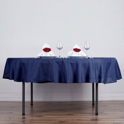 Polyester Round Tablecloth 70" Navy Blue - Linen Texture Table Cover