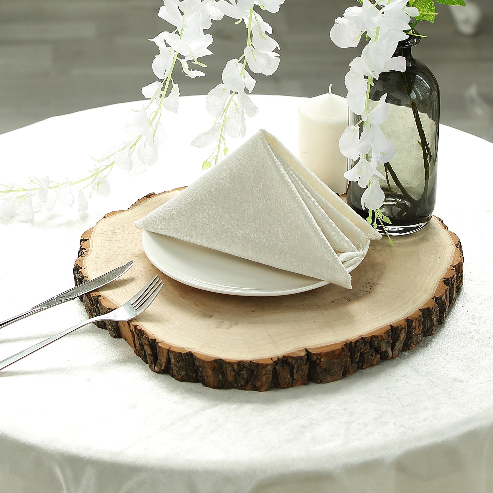Rustic Wedding Centerpiece - Round Tree Bark Slice Natural Wood
