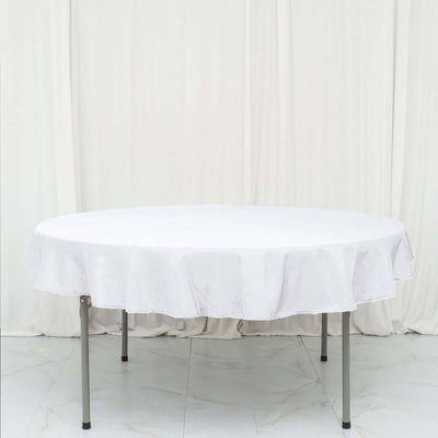 Polyester Round Tablecloth 70" White with Linen Texture - Sophisticated Decor for Everyday Use