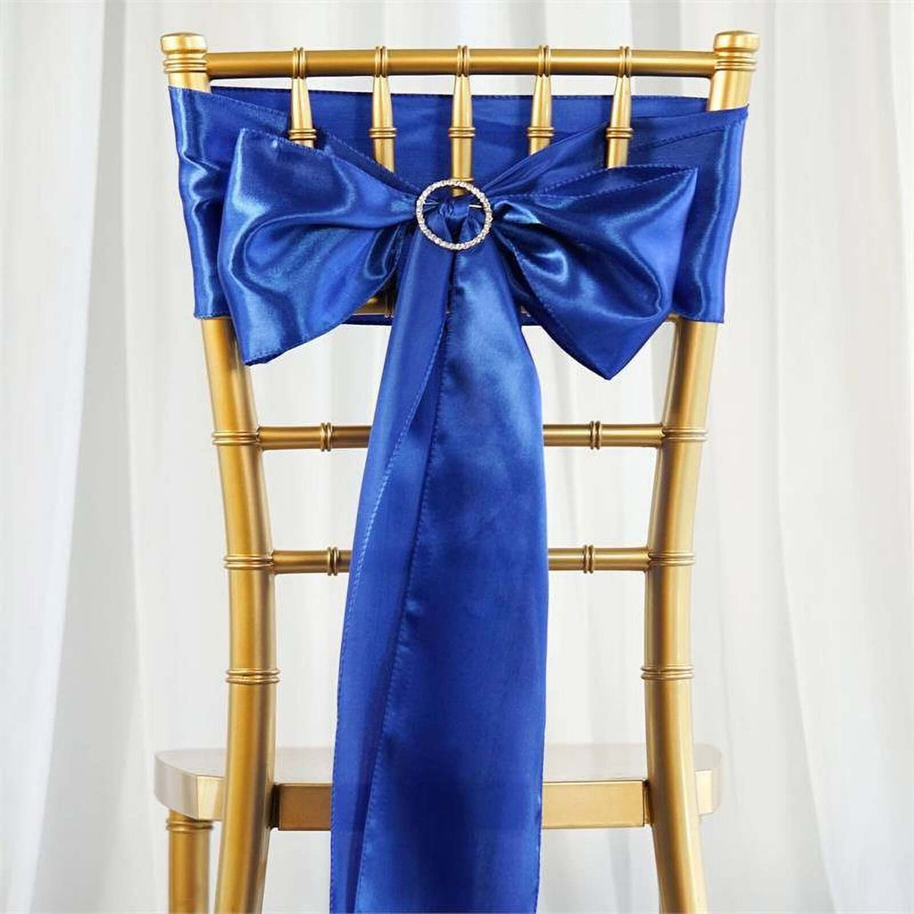 5-Pack Royal Blue Satin Chair Sashes | eFavormart.com