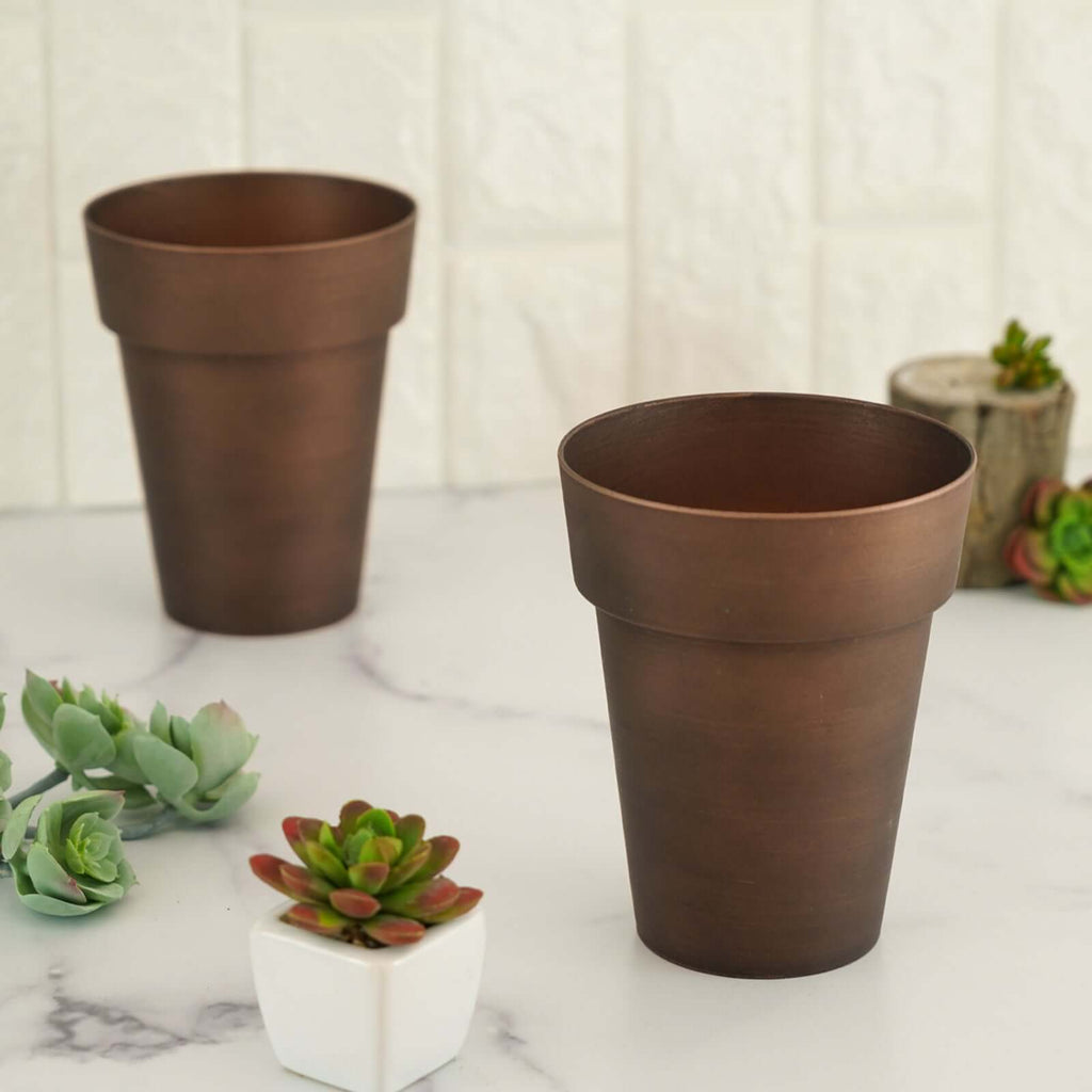 Rustic Brown Medium Flower Plant Pots