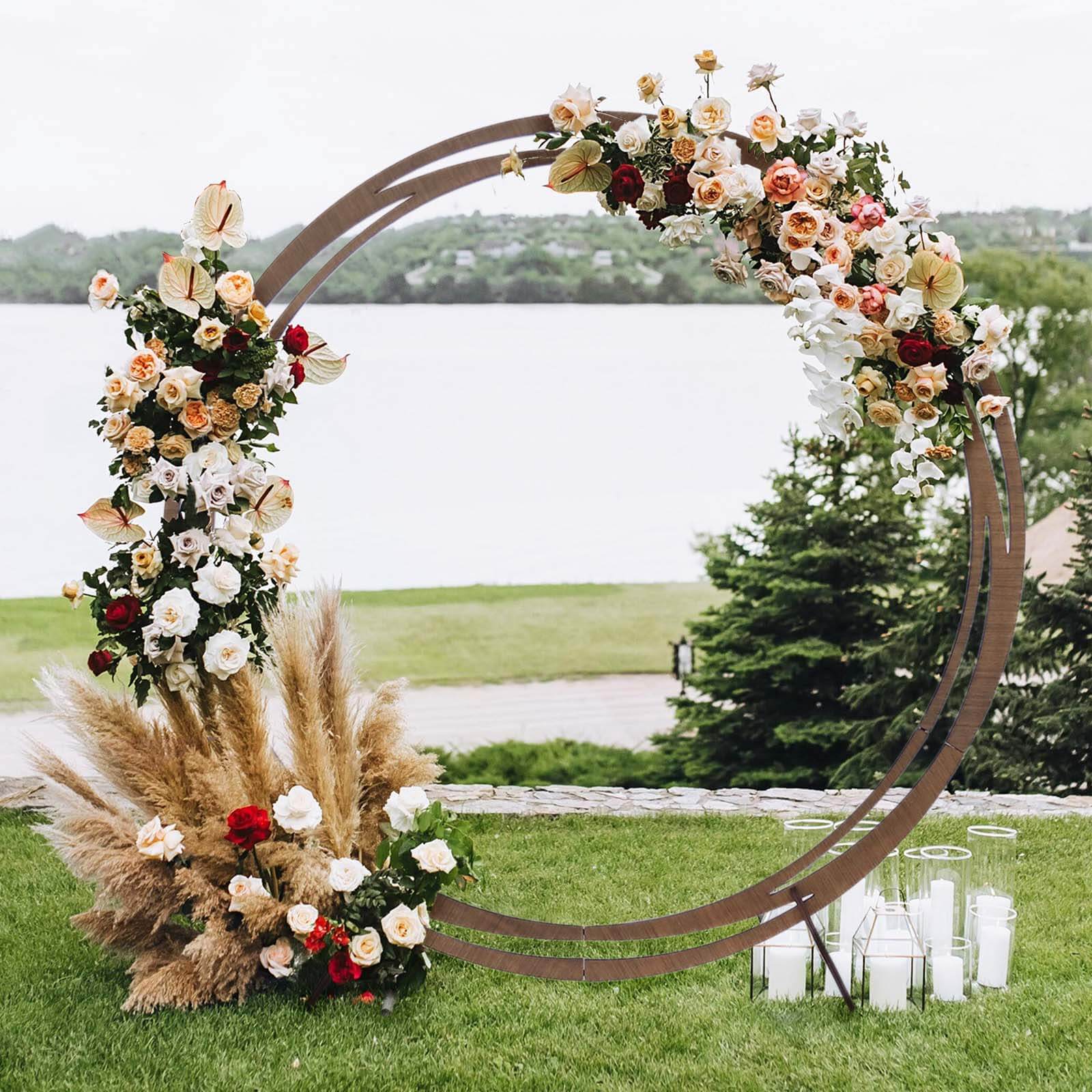 8ft Rustic Brown Wood Wedding Arch | eFavormart.com