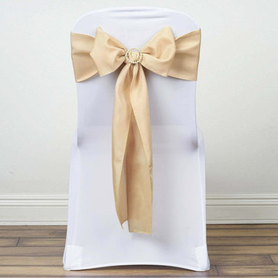 5 Pack Polyester Chair Sashes 6"x108" Champagne