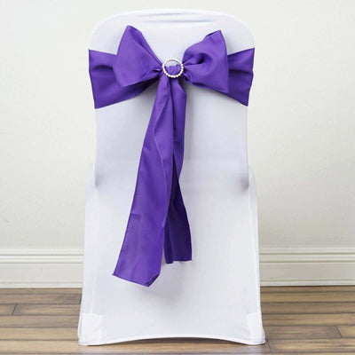 5 Pack Polyester Chair Sashes 6"x108" Purple