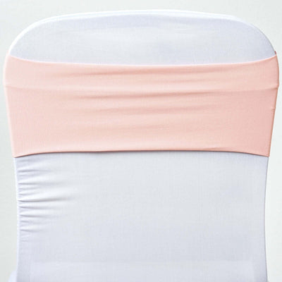 5 Pack Stretch Spandex Chair Sashes 5"x12" Blush - Two Ply Heavy Duty Fitted Chair Bands