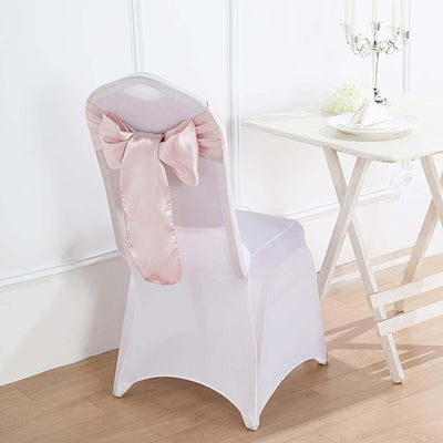 5 Pack Satin Chair Sashes 6"x106" Blush - Reusable Chair Bows with Smooth Finish