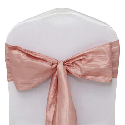 5 Pack Taffeta Chair Sashes 6"x106" Dusty Rose Accordion Crinkle - Sophisticated Decorative Design