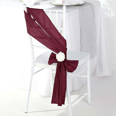 5 Pack Taffeta Chair Sashes 6"x106" Burgundy Accordion Crinkle - Sophisticated Decorative Design