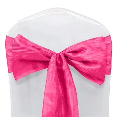 5 Pack Taffeta Chair Sashes 6"x106" Fuchsia Accordion Crinkle - Sophisticated Decorative Design