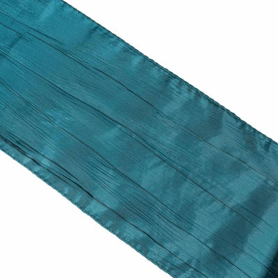 5 Pack Taffeta Chair Sashes 6"x106" Teal Accordion Crinkle - Sophisticated Decorative Design