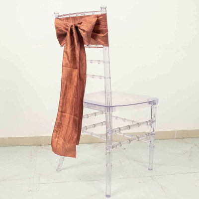 5 Pack Taffeta Chair Sashes 6"x106" Terracotta (Rust) Accordion Crinkle - Sophisticated Decorative Design