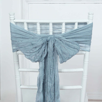 5 Pack Cheesecloth Gauze Chair Sashes 16"x88" Dusty Blue - Boho Decorative Accent
