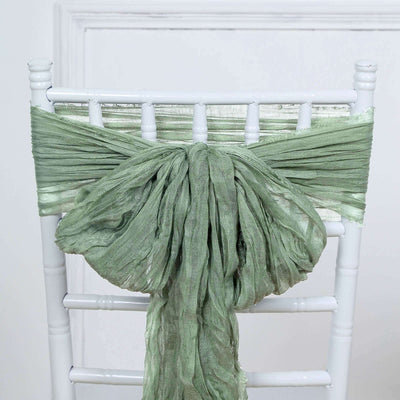 5 Pack Cheesecloth Gauze Chair Sashes 16"x88" Dusty Sage Green - Boho Decorative Accent